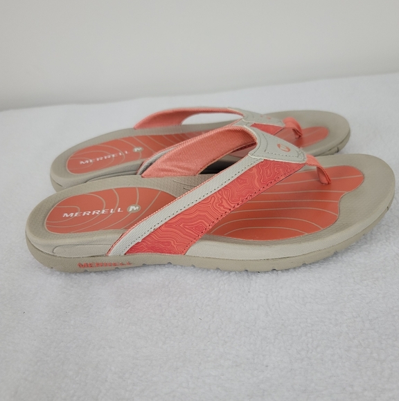 Merrell Alveo thong sandals size 9 Performance Footwear Comfort Shoes Peach Gray - Picture 1 of 7